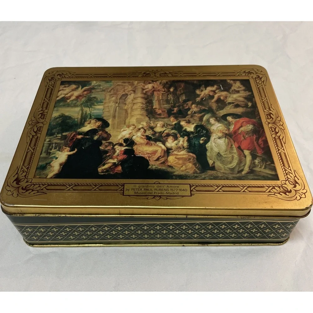 Hinged Decorative Metal Tin Il Giardino Dell' Amore 9x7x2